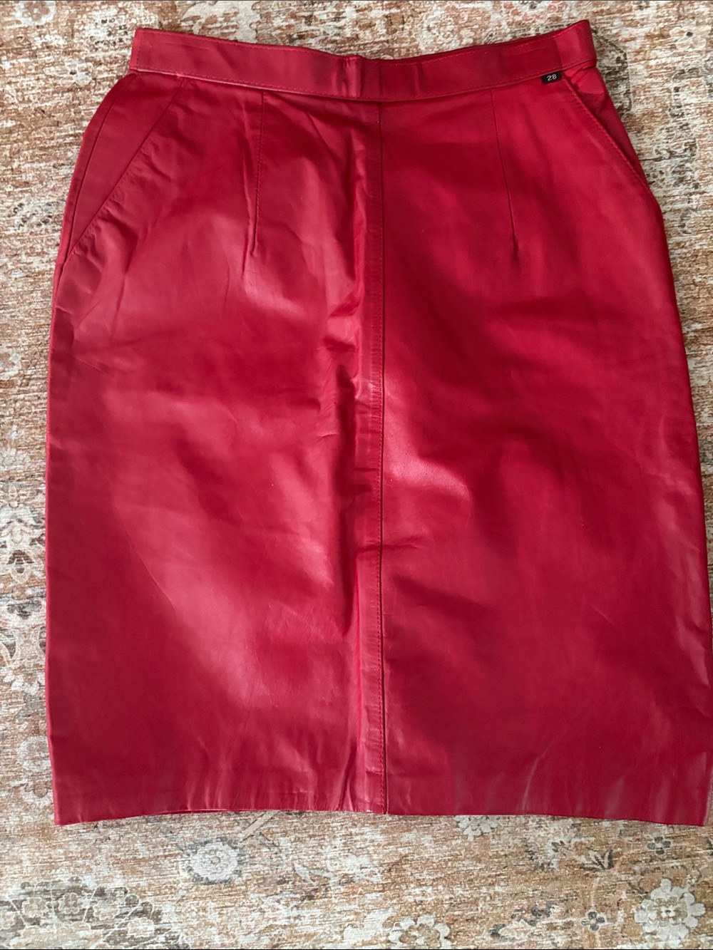 Red Leather Pencil Skirt